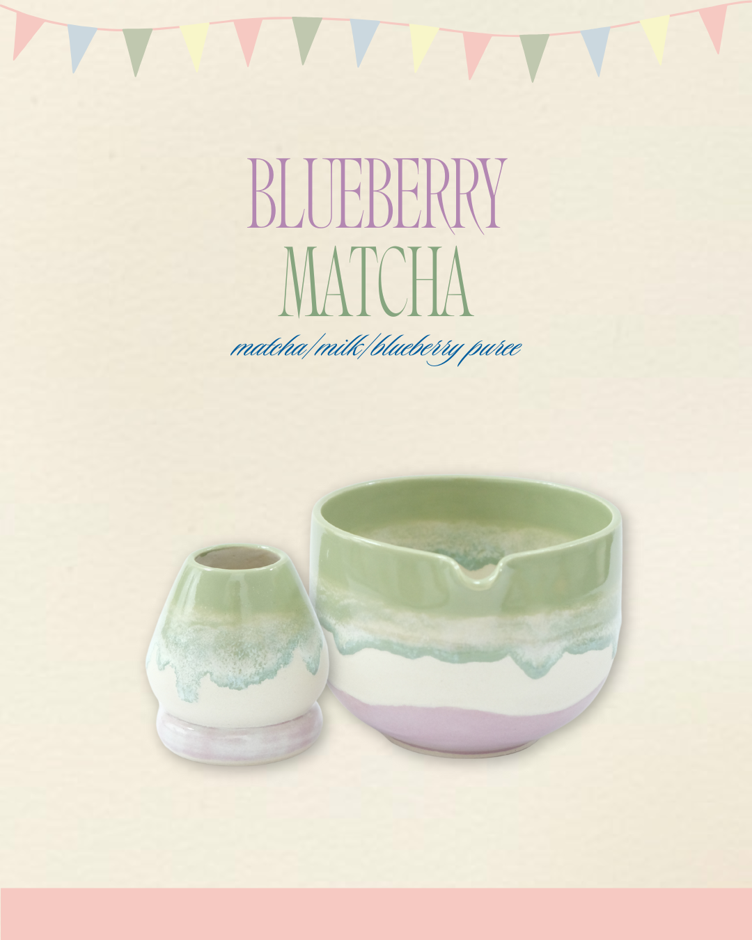 Blueberry Matcha Bowl & Whisk Holder Set