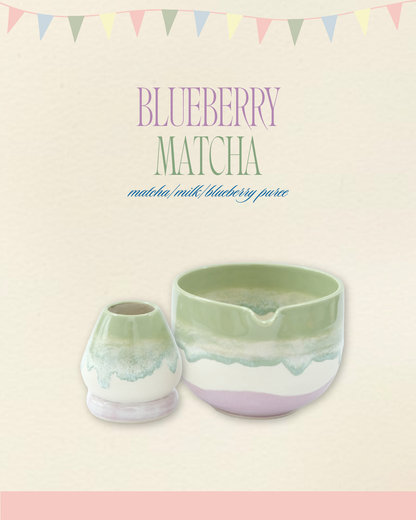 Blueberry Matcha Bowl & Whisk Holder Set
