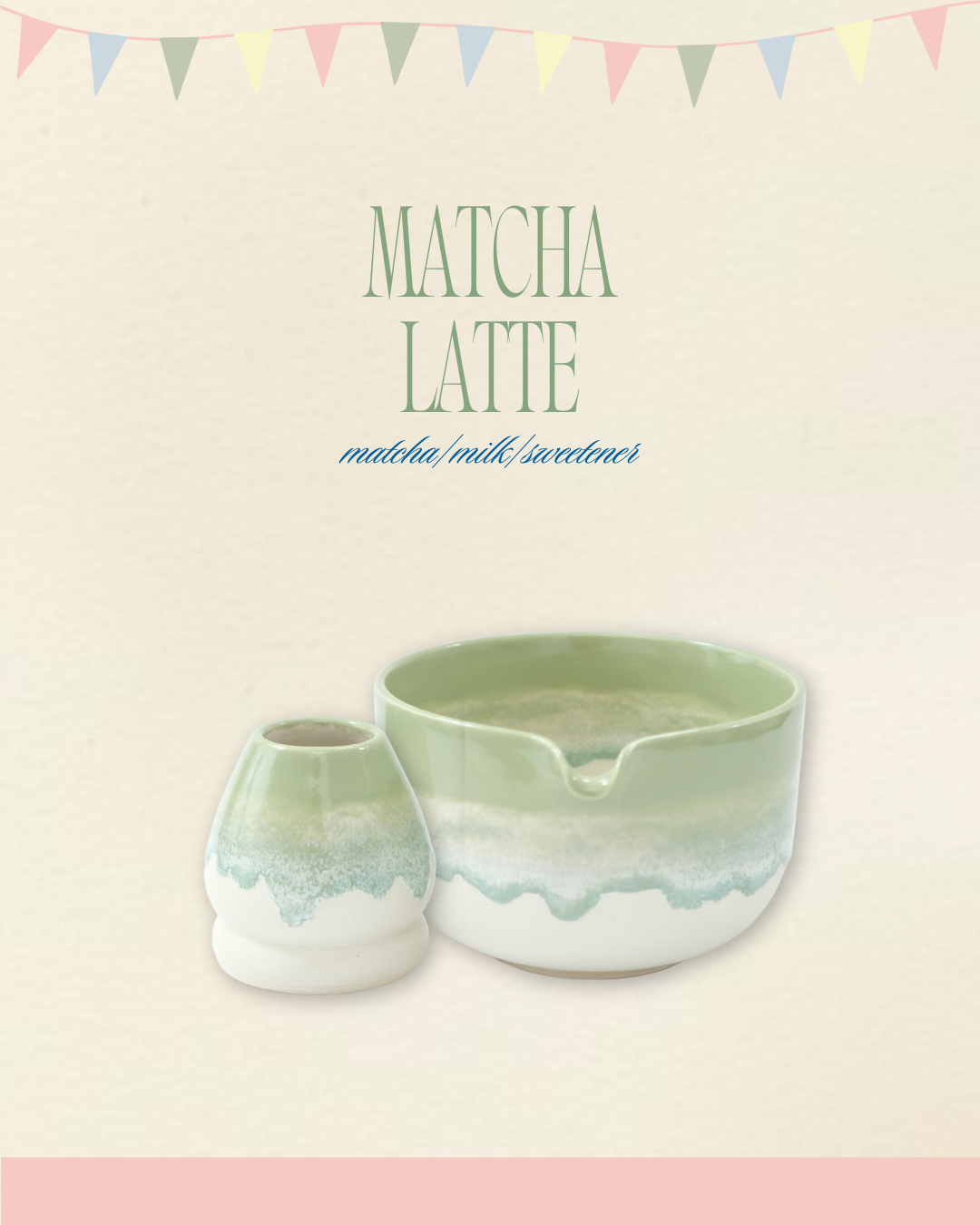 Matcha Latte Bowl & Whisk Holder Set