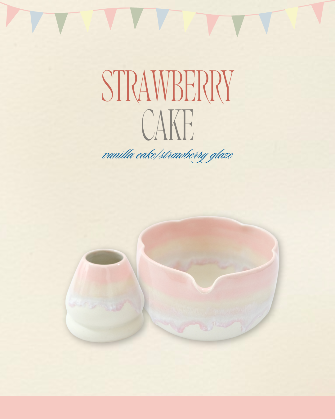 Strawberry Cake Matcha Bowl & Whisk Holder Set
