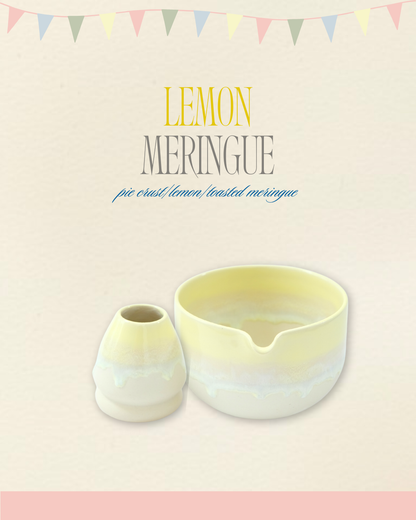 Lemon Meringue Matcha Bowl & Whisk Holder Set