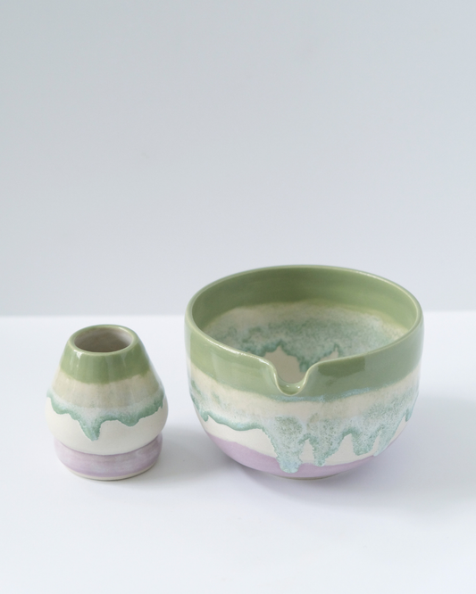 Extra Drippy Blueberry Matcha Bowl & Whisk Holder Set