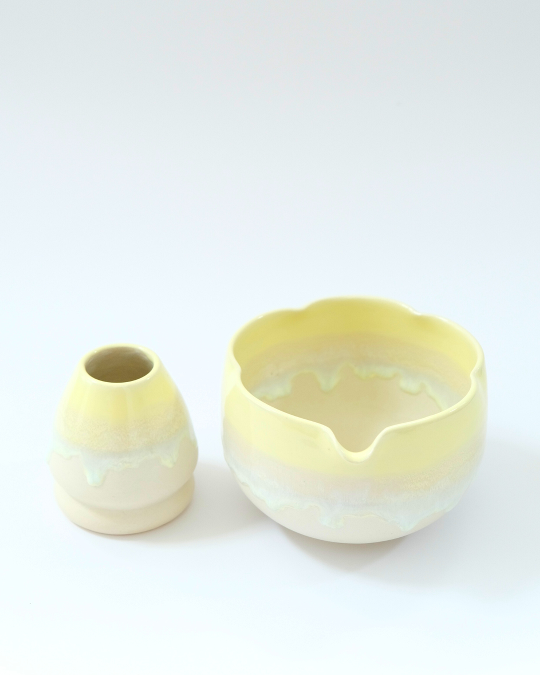 Lemon Meringue Matcha Bowl & Whisk Holder Set