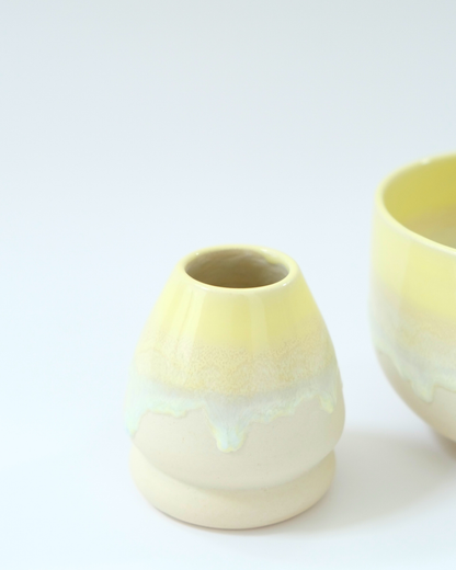 Lemon Meringue Matcha Bowl & Whisk Holder Set