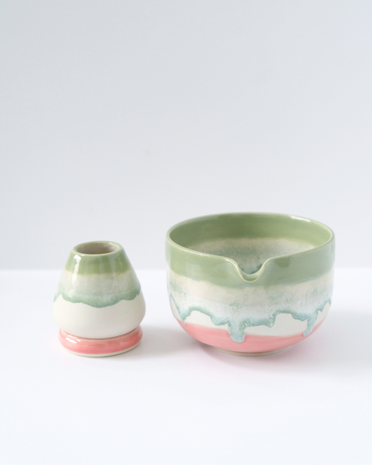 Extra Drippy Strawberry Matcha Bowl & Whisk Holder Set