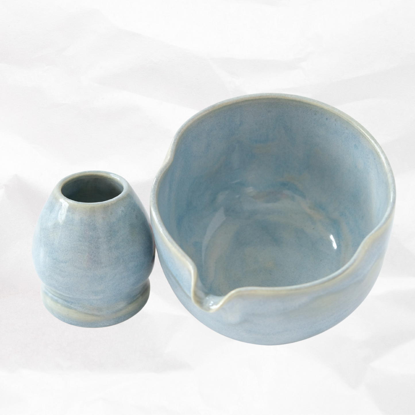 Floating Sky Blue Wavy Matcha Set