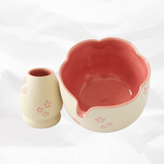 Strawberry Gloss Sakura Flower Matcha Set