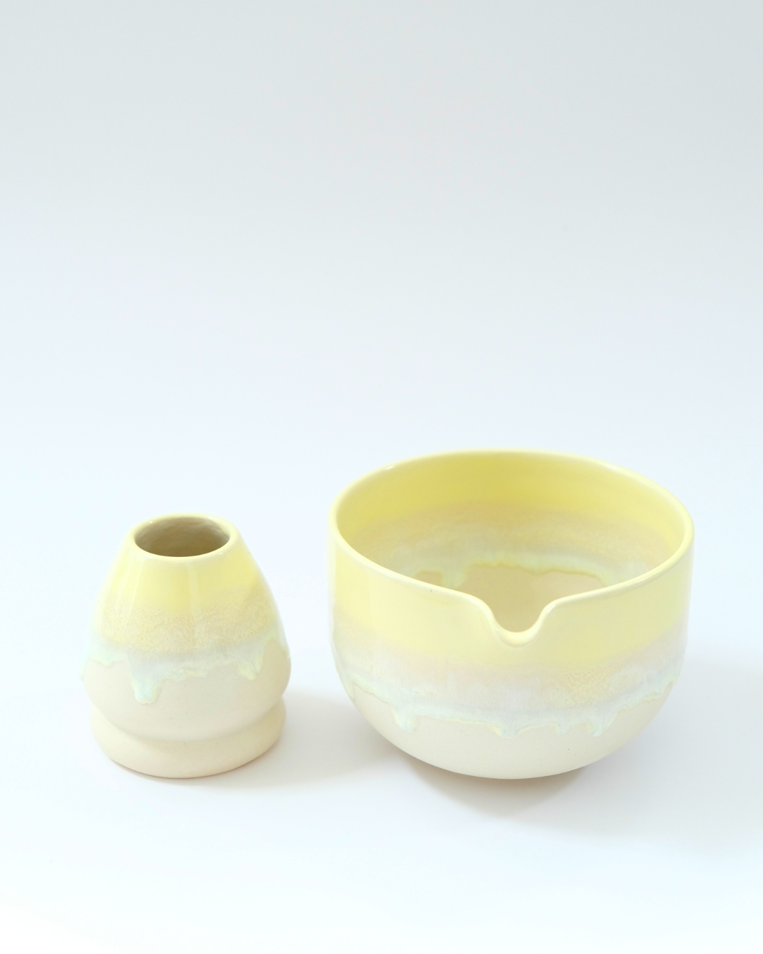 Lemon Meringue Matcha Bowl & Whisk Holder Set