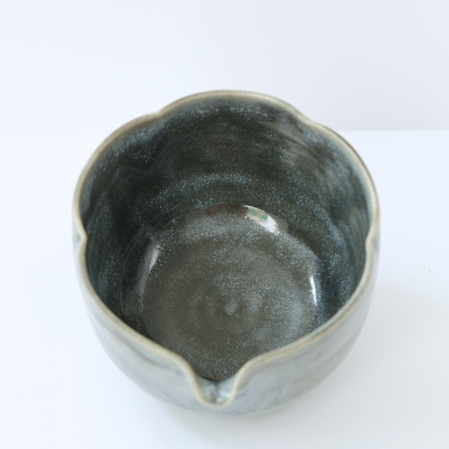 Floating Midnight Blue Flower Matcha Bowl