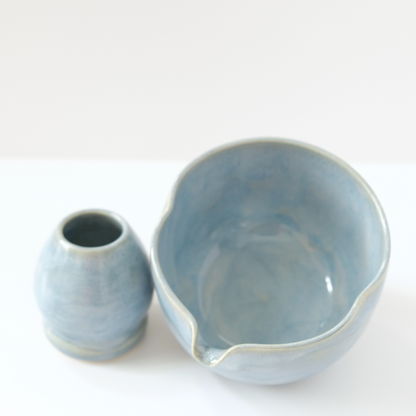 Floating Sky Blue Wavy Matcha Set
