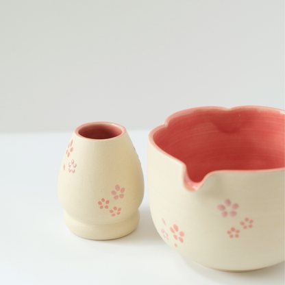 Strawberry Gloss Sakura Flower Matcha Set