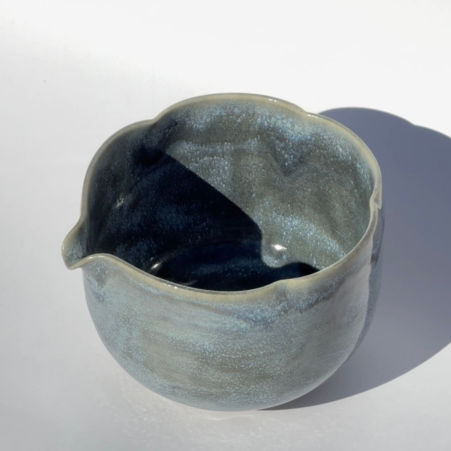 Floating Midnight Blue Flower Matcha Bowl