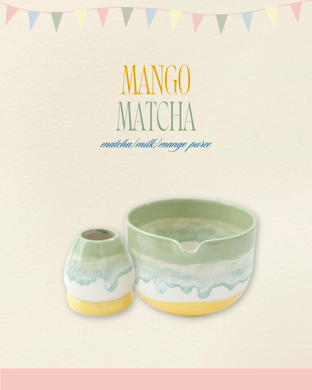 Mango Matcha Bowl & Whisk Holder Set
