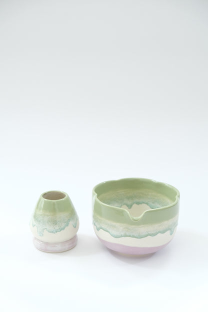 Blueberry Matcha Bowl & Whisk Holder Set