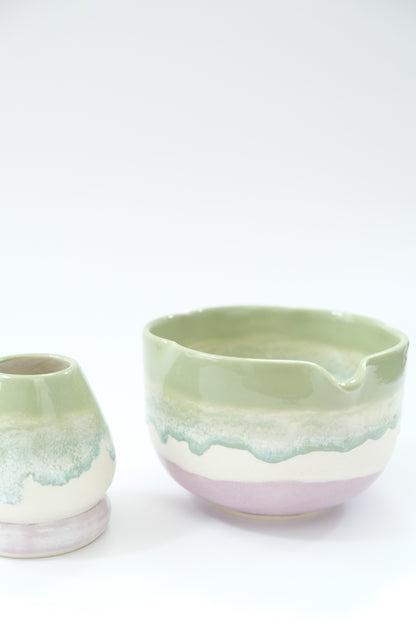 Blueberry Matcha Bowl & Whisk Holder Set
