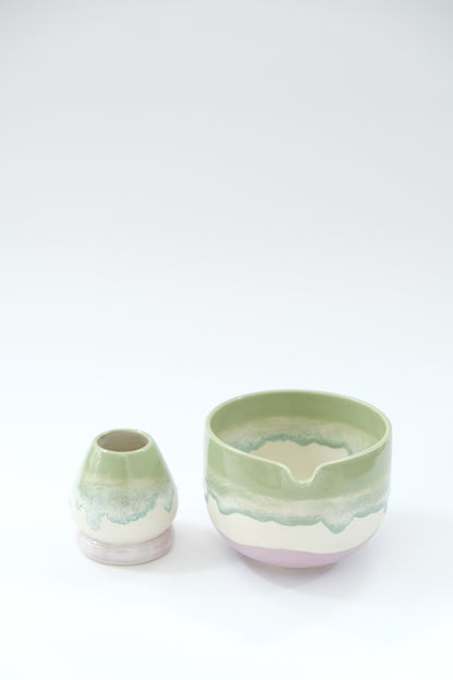 Blueberry Matcha Bowl & Whisk Holder Set