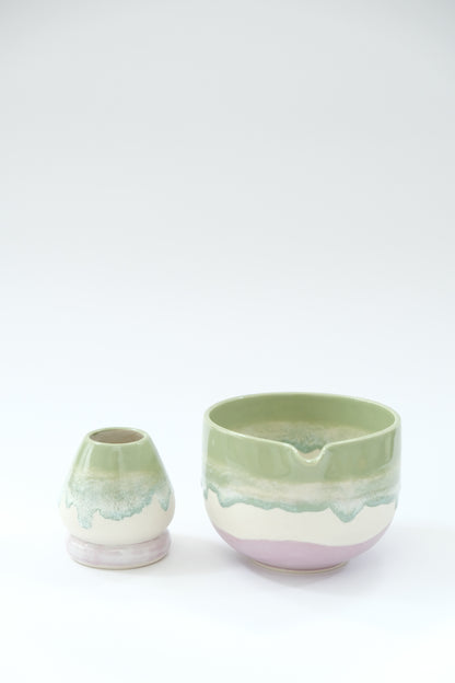 Blueberry Matcha Bowl & Whisk Holder Set