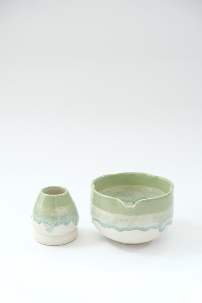Matcha Latte Bowl & Whisk Holder Set