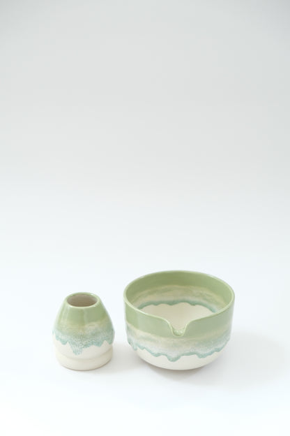 Matcha Latte Bowl & Whisk Holder Set